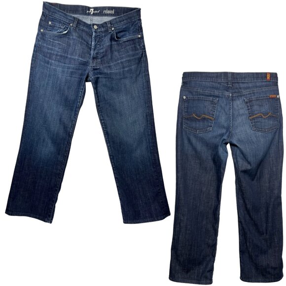 7 For All Mankind Men’s Relaxed Fit Jeans Dark Wash Size 34x28 (Women’s ~14/16) - Picture 1 of 5